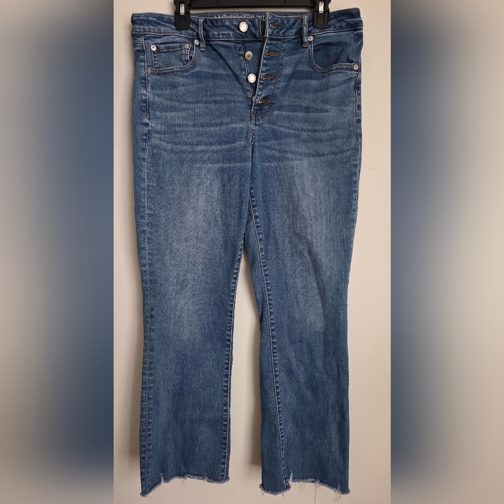 American Eagle Women's Jeans, Size 14, Blue, Stretch, High Rise Flare